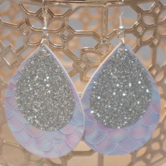 Purple Mermaid Teardrop Earrings - Picture 2 of 3